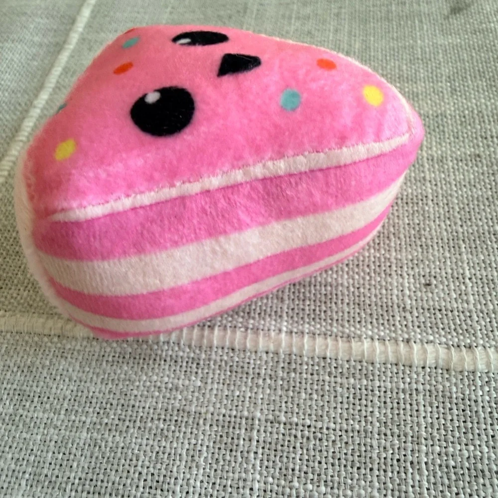 Cute Pink cake piece with catnip Plush Toy